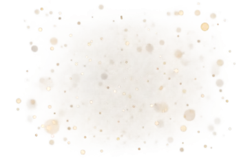 Realistic floating dust particles and small glowing light specks overlay effect on a transparent background