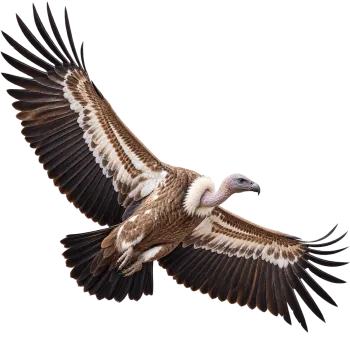 Realistic vulture flying with fully spread wings isolated on transparent background