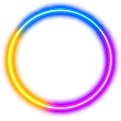 Colorful neon backlight glow ring in blue yellow and purple
