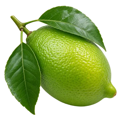 Fresh Green Lime with Leaves Transparent Image