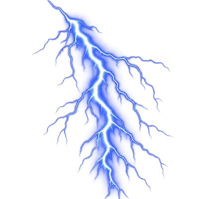 Bright blue lightning bolt with branching electric details