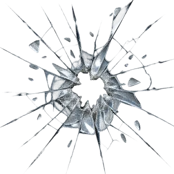 Realistic shattered glass crack overlay with radiating cracks and sharp broken fragments