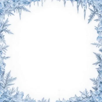 Realistic crystalline frost and icy edge overlay isolated on transparent background