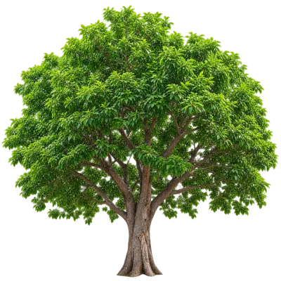 Realistic mature green tree isolated as a transparent PNG cutout