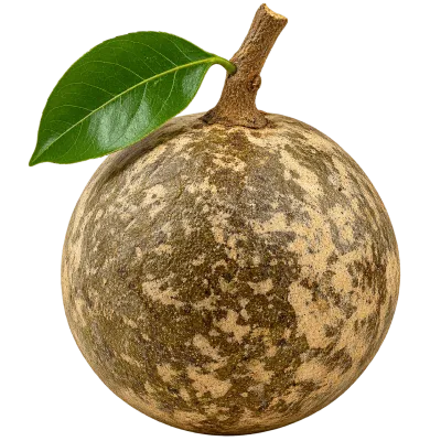Realistic kadbel wood apple fruit with green leaf isolated on transparent background