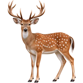 Full body deer standing isolated on a transparent background PNG image