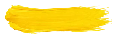 Thick yellow paint brush stroke banner with textured edges and transparent background